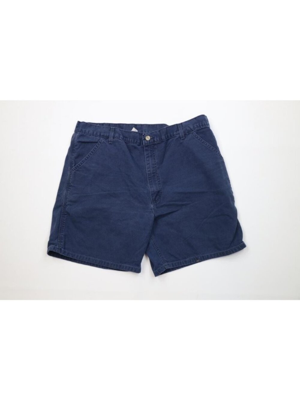 Vintage Y2K 2000 Carhartt Mens 38 Faded Canvas Above Knee Shorts Blue Cotton USA